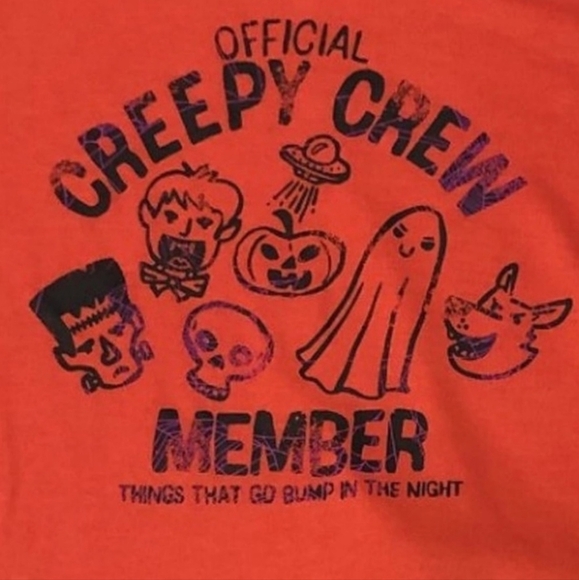 NWT Cat & Jack Boys Orange Creepy Crew Halloween Sleep Set Pajamas Top & Shorts - Picture 2 of 4